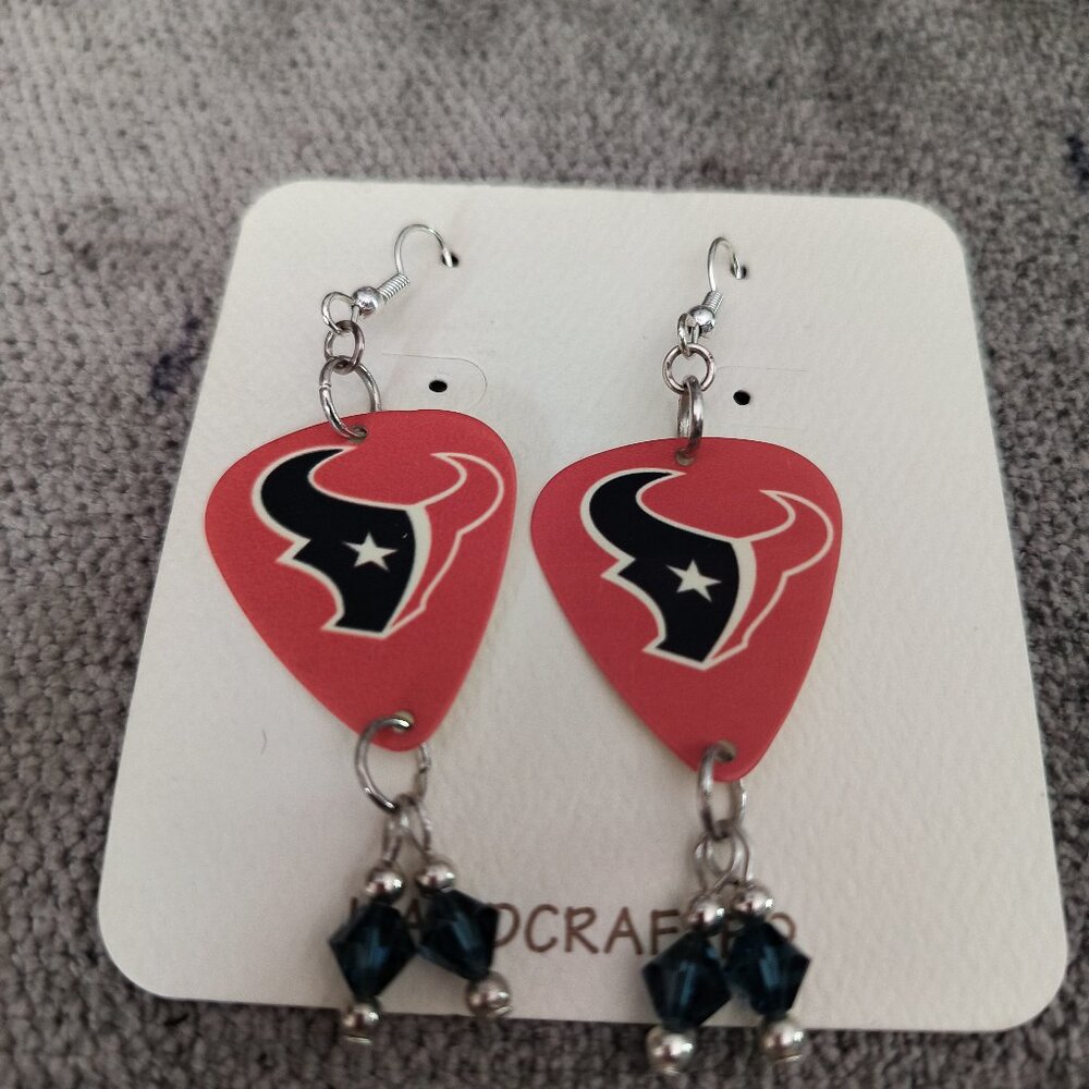 Women's HOUSTON TEXANS GUITAR PICK EARRINGS